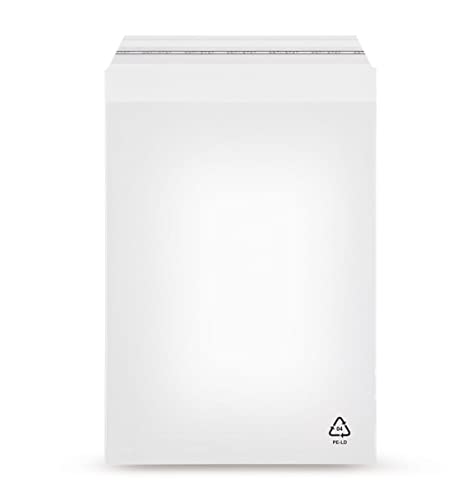 100x Adhäsionsverschlussbeutel DIN A4, 225x310 mm, 50 mm Klappe, Klarsichttüten Mittelgroß, Transparent, Antistatic, selbstklebende Beutel, ideal zum Einpacken von Printmedien oder Textilien von jowiha