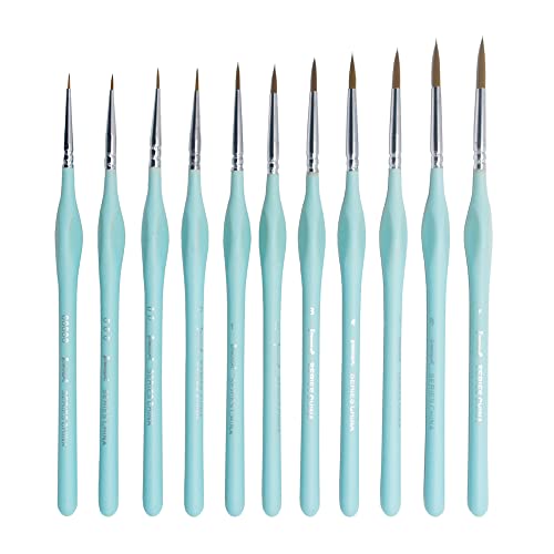 11-teiliges Mini-Pinsel-Set mit feinen Details, für Acryl, Aquarell, Öl, Gesicht, Nägel, Modellmalerei, Linienzeichnungen (blau, 11-teiliges Set) von jowoart
