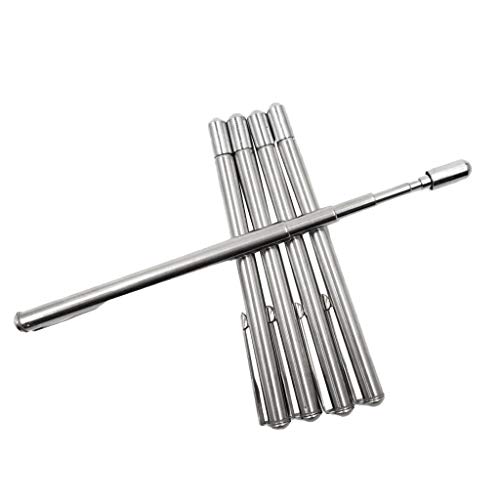 joyMerit 5pcs Edelstahl Teleskop Kugelschreiber Ausziehbar Zeigestab Hand Kugelschreiber, Silber - 6 Abschnitte von joyMerit