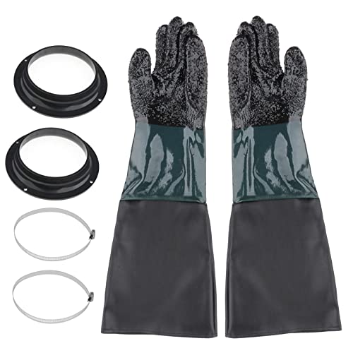 joyMerit 60cm Sandstrahlerhandschuhe PVC Arbeitschutz Handschuh für Sandstrahlkabine mit Klemme und Halter von joyMerit
