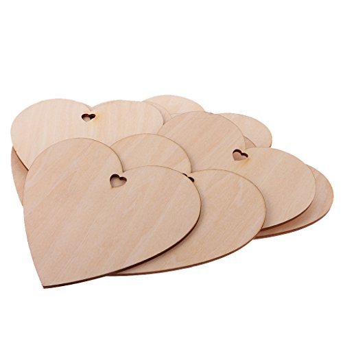 joyMerit Holzherzen Unvollendeter Herzförmige, Groß Holzherzen Deko mit Löchern zum DIY Basteln - 10 Stück, 12cm von joyMerit