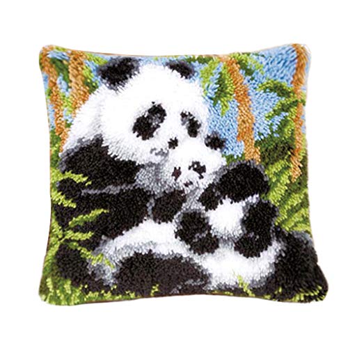 joyMerit Latch Hook Kit, Knüpfkissen für Kinder, Anfänger und Erwachsene zum Selber Knüpfen Kissens - Panda von joyMerit