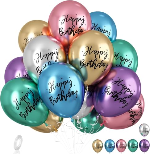 Metall-Luftballons "Happy Birthday", bunt, metallisch, dekorative Luftballons, Geburtstagsparty-Dekoration, Raumdekoration, Hausdekoration für Hochzeit, Geburtstag, Jahrestag, Abschlussfeier, Metall-Luftballons "Happy Birthday", bunt, metallisch, dekorative Luftballons, Geburtstagsparty-Dekoration, Raumdekoration, Hausdekoration für Hochzeit, Geburtstag, Jahrestag, Abschlussfeier, von joyacs