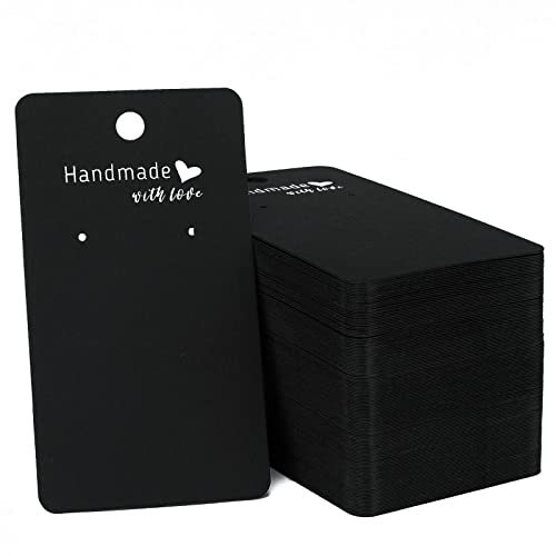 joycraft 200 Stück schwarze Ohrringkarten, 5,1 x 8,9 cm, Ohrring-Displayhalter-Karten, handgefertigt mit Liebe, leere Ohrringanhänger zum Verkauf, hängende Ohrringe, Schmuck, Bastelarbeiten von joycraft