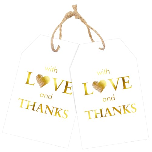joycraft Dankeschön-Anhänger aus Goldfolie mit Schnur – weiße Geschenkpapier-Hängeetiketten für Hochzeit, Babyparty, Gäste, Gastgeschenke, 50 Stück joycraft Dankeschön-Anhänger aus Goldfolie mit Schnur – weiße Geschenkpapier-Hängeetiketten für Hochzeit, Babyparty, Gäste, Gastgeschenke, 50 Stück von joycraft