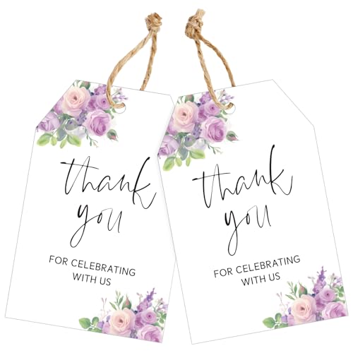 joycraft Dankeschön-Etiketten mit Schnur, 8,4 x 5,3 cm, violett, florales Geschenkpapier, weißes Papier, Partygeschenk-Etiketten, Dankeschön, für die Feier mit uns, Hängeetiketten für Hochzeit joycraft Dankeschön-Etiketten mit Schnur, 8,4 x 5,3 cm, violett, florales Geschenkpapier, weißes Papier, Partygeschenk-Etiketten, Dankeschön, für die Feier mit uns, Hängeetiketten für Hochzeit von joycraft