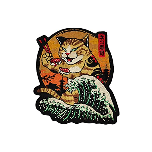 2 Stück süße japanische Sushi-Katze, Anime-Cartoon-Figuren, Aufkleber, Wärmeübertragungsaufkleber, cooles Abzeichen, Logo 2 Stück süße japanische Sushi-Katze, Anime-Cartoon-Figuren, Aufkleber, Wärmeübertragungsaufkleber, cooles Abzeichen, Logo von joyxiwa