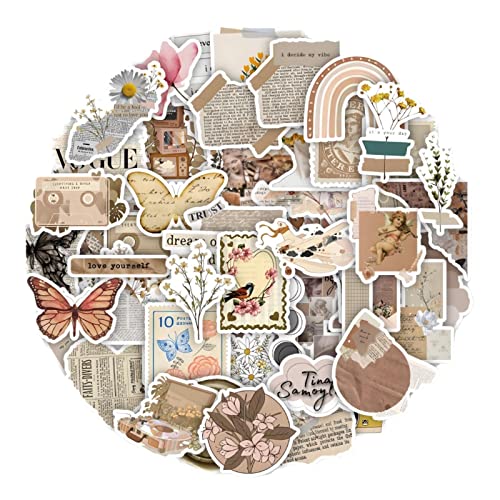 60 Stück Vintage Serie von Scrappy Diary Aufklebern für Kinder und Jugendliche - Vinyl Kawaii ästhetische Aufkleber, Wasserflaschen, Skateboards 60 Stück Vintage Serie von Scrappy Diary Aufklebern für Kinder und Jugendliche - Vinyl Kawaii ästhetische Aufkleber, Wasserflaschen, Skateboards von joyxiwa