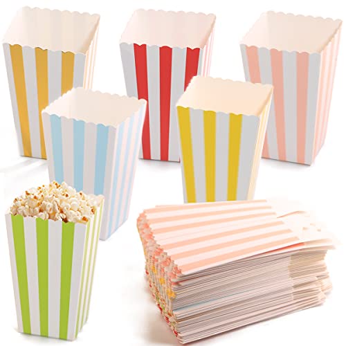 jsysj 60 Stücke Popcorn Boxen, Kinder Kleine Gestreift Popcorn Tüten, Papier Candy Bar Tüte, Party Papiertüte, Snackbox für Startseite, Hochzeit, Filmabend oder Party von jsysj