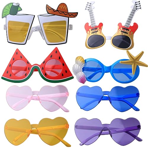 jsysj 8 Paar Party Brille, Randlose Herz Sonnenbrille, Hippie Herzförmige Brille, Lustige Brille, Hawaiian Tropical Brille für Strand Thema Dekoration Party Zubehör Foto Requisiten Partybrillen jsysj 8 Paar Party Brille, Randlose Herz Sonnenbrille, Hippie Herzförmige Brille, Lustige Brille, Hawaiian Tropical Brille für Strand Thema Dekoration Party Zubehör Foto Requisiten Partybrillen von jsysj