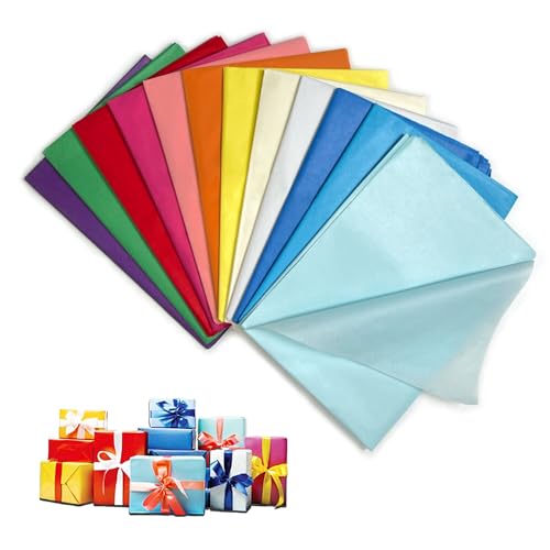 120 Blatt Transparentpapier Bunt 50 x 70CM,12 Farben Seidenpapier Tissue Paper Glanzpapier zum Basteln Bastelpapier für Geburtstag Hochzeit Weihnachten Dekoration Verpackung von juingio