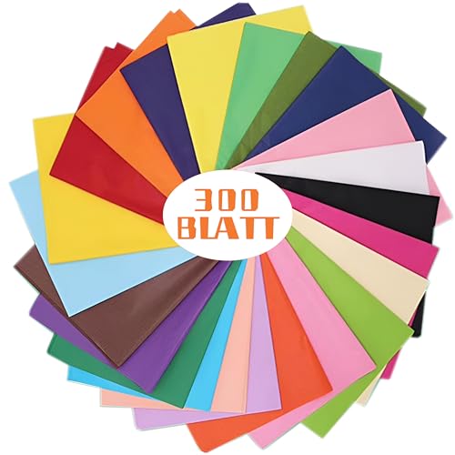 300 Blatt Transparentpapier Bunt, 30 Farben Seidenpapier A4 Tissue Paper Glanzpapier zum Basteln Bastelpapier für Geburtstag Hochzeit Weihnachten Dekoration Verpackung(29,7 x 21 cm) von juingio