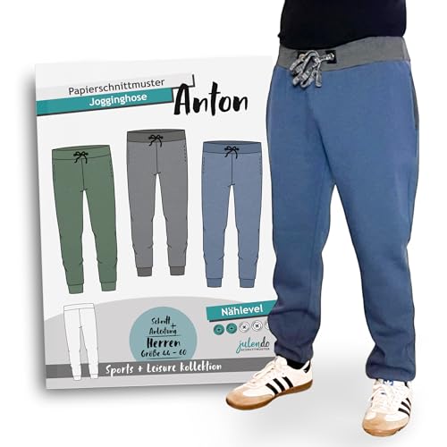 JULENDO Schnittmuster Herren Jogginghose Anton Gr. 44-60 | Papierschnittmuster für Herren mit Nähanleitung JULENDO Schnittmuster Herren Jogginghose Anton Gr. 44-60 | Papierschnittmuster für Herren mit Nähanleitung von julendo