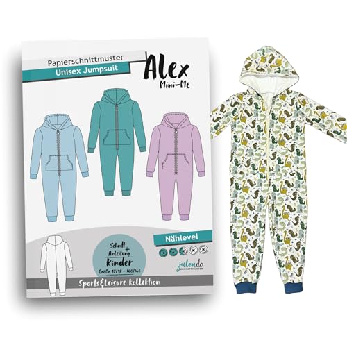 JULENDO Schnittmuster Kinder Jumpsuit Alex Mini-Me Gr. 92/98 bis 140/146 | Papierschnittmuster für Kinder mit Nähanleitung von julendo