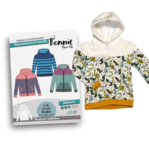JULENDO Schnittmuster Kinder Zipperjacke oder Hoodie Bonnie Mini-Me Gr. 92/98 bis 164/170 | Papierschnittmuster für Kinder mit Nähanleitung JULENDO Schnittmuster Kinder Zipperjacke oder Hoodie Bonnie Mini-Me Gr. 92/98 bis 164/170 | Papierschnittmuster für Kinder mit Nähanleitung von julendo