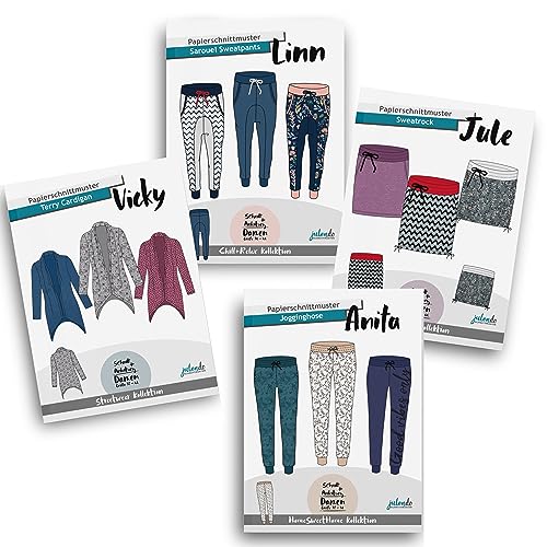 Schnittmuster-Bundle "Sweat-Styles" - Gr. 34 bis 44 - Jogginghose, Sweatpants, Sweatrock und Sweatcardigan - Set (deutsch) von julendo