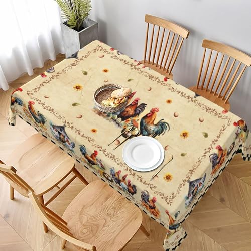 juniissl Rechteckige Tischdecke mit Hahn, waschbar, 152,4 x 228,6 cm, dekorative Tischdecke für Party, Picknick, Küche von juniissl