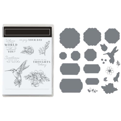 junweideyi Thoughtful Expressions Stempel und Stanzformen für Kartenherstellung, Kolibri, transparente Stempel, Rahmen, Stanzformen für Bastelarbeiten, Scrapbooking, Papier (ein Set) von junweideyi