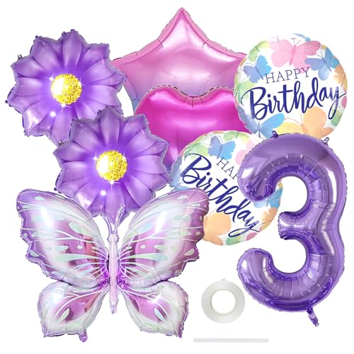 Schmetterlinge Deko Luftballon 3.Geburtstag Set,8 Stück Schmetterling Deko Geburtstag Ballon,Folienballon Schmetterling Deko,Kinder 3 Jahre Geburtstags Schmetterling Ballon Themen Party Schmetterlinge Deko Luftballon 3.Geburtstag Set,8 Stück Schmetterling Deko Geburtstag Ballon,Folienballon Schmetterling Deko,Kinder 3 Jahre Geburtstags Schmetterling Ballon Themen Party von juyishwu