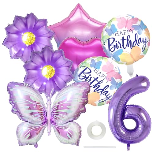 Schmetterlinge Deko Luftballon 6.Geburtstag Set,8 Stück Schmetterling Deko Geburtstag Ballon,Folienballon Schmetterling Deko,Kinder 6 Jahre Geburtstags Schmetterling Ballon Themen Party Schmetterlinge Deko Luftballon 6.Geburtstag Set,8 Stück Schmetterling Deko Geburtstag Ballon,Folienballon Schmetterling Deko,Kinder 6 Jahre Geburtstags Schmetterling Ballon Themen Party von juyishwu