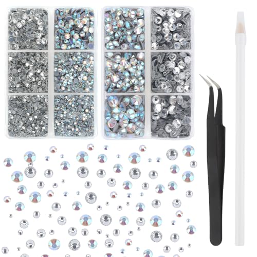 6600 Stück Hotfix Strasssteine, 12 Größen Glitzersteine Klare Strasssteine Transparenter Runde Kristall für Kleidung Kunsthandwerk gemischt mit Pinzette Kit 6600 Stück Hotfix Strasssteine, 12 Größen Glitzersteine Klare Strasssteine Transparenter Runde Kristall für Kleidung Kunsthandwerk gemischt mit Pinzette Kit von jwogngls