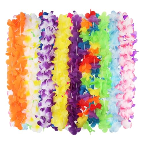 jwtyu 40 Sätze Hawaii Kette Blumenkette Mehrfarbig Blumenketten Hawaii Girlanden Halskette für Leistungen Lagerfeuer Strand Abschlusspartys Kleider GeburtstAgsdekoration von jwtyu