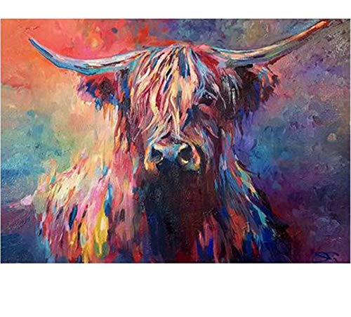 jzxjzx DIY Malen nach Zahlen Kits, Aquarell Hochland Kuh Tier abstrakt 40x50 cm, Kein Rahmen, für Erwachsene und Kinder ab 8 Jahren jzxjzx DIY Malen nach Zahlen Kits, Aquarell Hochland Kuh Tier abstrakt 40x50 cm, Kein Rahmen, für Erwachsene und Kinder ab 8 Jahren von jzxjzx