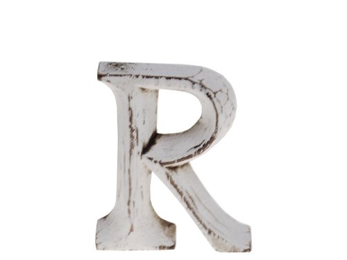 kadoh Holzbuchstabe R (8 cm) zum Aufstellen Handgemachte Buchstaben aus Holz im Vintage-Look als Deko (Creme-Weiß Vintage) von kadoh
