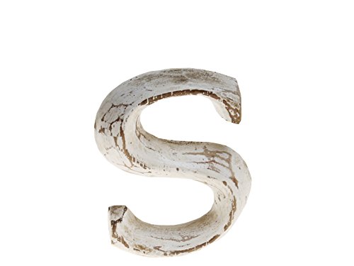 kadoh Holzbuchstabe S (8 cm) zum Aufstellen Handgemachte Dekobuchstaben aus Holz im Vintage-Look, Shabby chic (Creme-Weiß Vintage) von kadoh