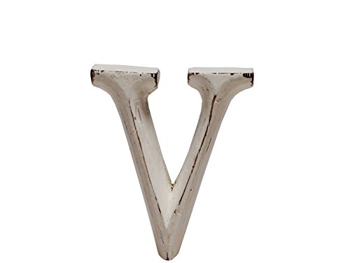 kadoh Holzbuchstabe V (8 cm) zum Aufstellen Handgemachte Deko-Holzbuchstaben in Vintage-Look (Creme-Weiß Vintage) von kadoh
