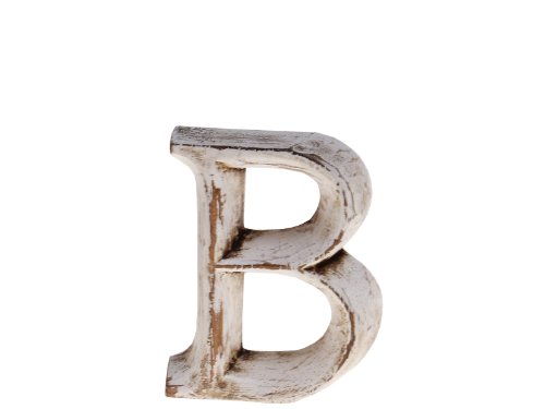 kadoh Holzbuchstabe B (8 cm) zum Aufstellen Handgemachte Deko-Holzbuchstaben in Vintage-Look (Creme-Weiß Vintage) von kadoh