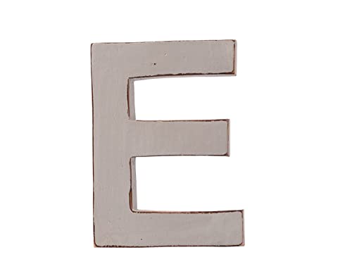 kadoh Buchstabe E aus Holz (12 cm) zum Aufstellen • Handgemachte Holzbuchstaben in Vintage-Look als Deko (Hellgrau) von kadoh