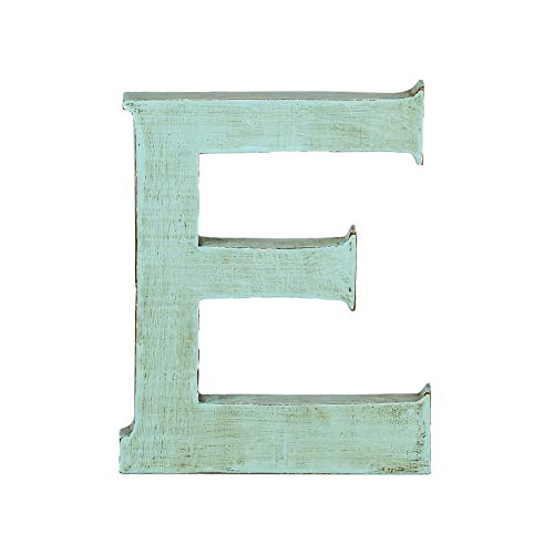 kadoh Buchstabe E aus Holz (20 cm) zum Aufstellen • Handgemachte Holzbuchstaben in Vintage-Look als Deko (Türkis) von kadoh