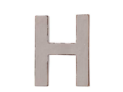 kadoh Buchstabe H aus Holz (12 cm) zum Aufstellen • Handgemachte Holzbuchstaben in Vintage-Look als Deko (Hellgrau) von kadoh