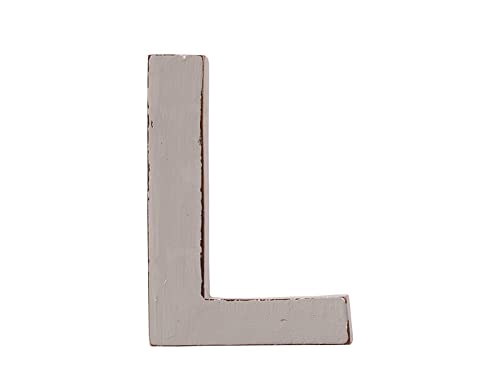 kadoh Buchstabe L aus Holz (12 cm) zum Aufstellen • Handgemachte Holzbuchstaben in Vintage-Look als Deko (Hellgrau) von kadoh