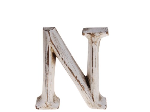 kadoh Holzbuchstabe N (8 cm) zum Aufstellen Handgemachte Buchstaben aus Holz im Vintage-Look als Deko (Creme-Weiß Vintage) von kadoh