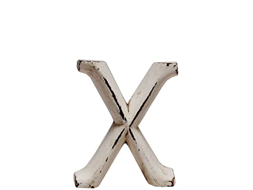 kadoh Holzbuchstabe X (8 cm) zum Aufstellen Handgemachte Dekobuchstaben aus Holz im Vintage-Look (Creme-Weiß Vintage) von kadoh