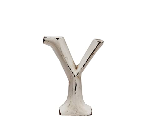kadoh Holzbuchstabe Y (8 cm) zum Aufstellen Handgemachte Buchstaben aus Holz im Vintage-Look als Deko (Creme-Weiß Vintage) von kadoh
