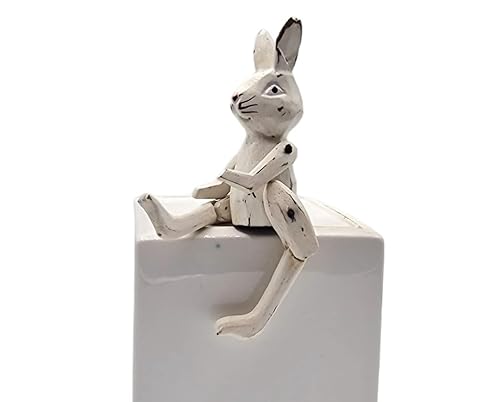 kadoh Holzfigur Kantenhocker Hase Mini Dekohase 10 cm (weiß) von kadoh