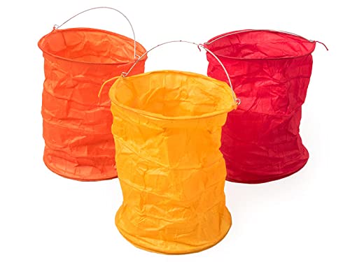 kadoh Papier-Lampions (3 St.) • Lichtertüten in Gelb, Orange & Rot • Partydeko für Hochzeit, Halloween, Fasching • Größe M von kadoh
