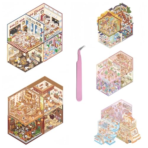 20 Set DIY 3D Haus Aufkleber-Buch,Lustige DIY Aufkleber-Szenen,Ihr Eigenes Gemütliches Mini-Haus Wiederverwendbar 3D Cartoon Sticker Scenes Therapie Erwachsene Entlastung Stress Vertreiben Zeit 20 Set DIY 3D Haus Aufkleber-Buch,Lustige DIY Aufkleber-Szenen,Ihr Eigenes Gemütliches Mini-Haus Wiederverwendbar 3D Cartoon Sticker Scenes Therapie Erwachsene Entlastung Stress Vertreiben Zeit von kaensc