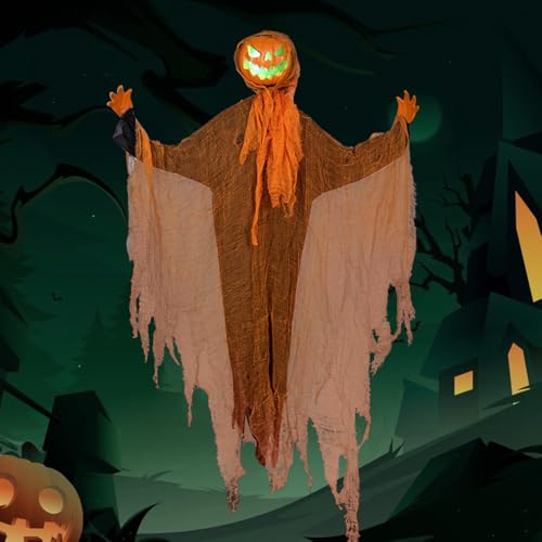 Halloween Pumpkin Horror Decoration, 2025 Neu Halloween Deko Elektrischer Schüttelkopf Kürbiskopf Dekoration, Hängelaterne Kürbiskopf mit LED-Lichtern Halloween Pumpkin Horror Decoration, 2025 Neu Halloween Deko Elektrischer Schüttelkopf Kürbiskopf Dekoration, Hängelaterne Kürbiskopf mit LED-Lichtern von kailisi