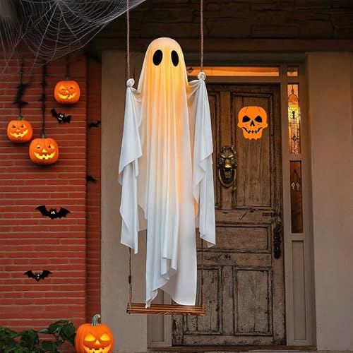 kailisi Halloween Geist Horror Decoration, 2025 Neu Halloween Deko Elektrischer LED Leuchtend Geist Dekoration, Hängelaterne Ghost mit LED-Lichtern für Helloween Dekoration (2) von kailisi