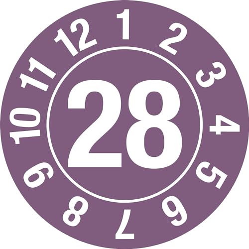 kaiserkraft | Prüfplakette | Jahreszahl | Dokumentenfolie | im Kreis | Ø 10 mm | 28 | violett von kaiserkraft