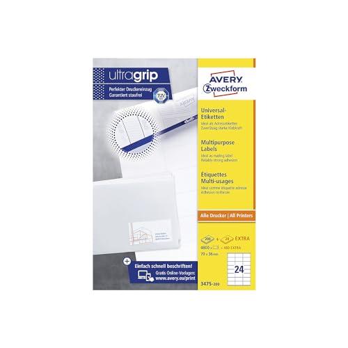 kaiserkraft | Universaletiketten permanent | weiß | LxB 70 x 36 mm | 200 Bögen von kaiserkraft