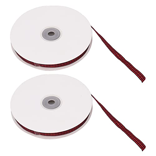kaisudiAP Red Black Plaid Ribbon Weihnachtsgeschenkverpackung, Bastelband für Urlaubspartydekoration von kaisudiAP