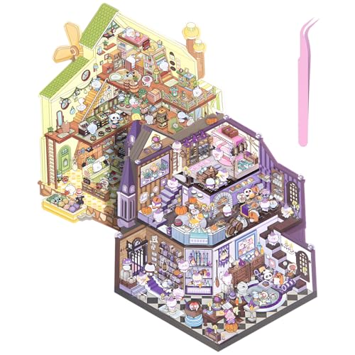 KAIYAYA 2 Sets DIY 3D House Stickers scene,DIY Haus Aufkleber sticker therapy set Machen Sie Ihren Cartoon-Anime-Szenen-Aufkleber,für Jungen Mädchen und Erwachsene Cute Scene mit 1 Pinzetten von kaiyaya