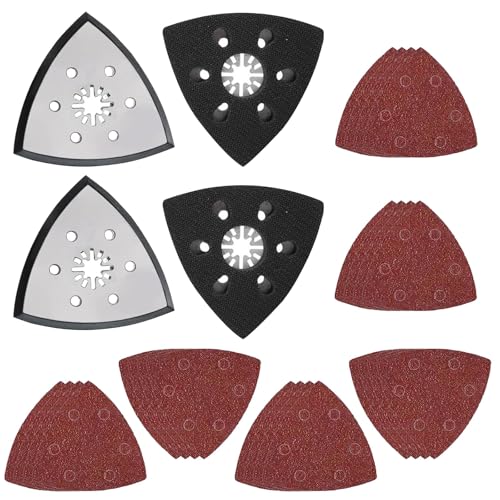 KAIYAYA 4 Stück 93 mm Schleifplatte Dreieck Multitool Schleifplatte mit 24 Dreieckschleifer Schleifpapier Fein Schleifplatte mit Loch für Präzisionsarbeit Schleifen Und Polieren (40/60/80/120/180/240) KAIYAYA 4 Stück 93 mm Schleifplatte Dreieck Multitool Schleifplatte mit 24 Dreieckschleifer Schleifpapier Fein Schleifplatte mit Loch für Präzisionsarbeit Schleifen Und Polieren (40/60/80/120/180/240) von kaiyaya