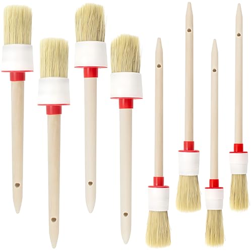 KAIYAYA 8 Stück Borstenpinsel Set Pinsel Rund 20mm/25mm/30mm/35mm, Naturholz Rundpinsel Set Professionelles Wachspinsel Lackpinsel, Lackierpinsel Ringpinsel für Wänden und Möbeln KAIYAYA 8 Stück Borstenpinsel Set Pinsel Rund 20mm/25mm/30mm/35mm, Naturholz Rundpinsel Set Professionelles Wachspinsel Lackpinsel, Lackierpinsel Ringpinsel für Wänden und Möbeln von kaiyaya