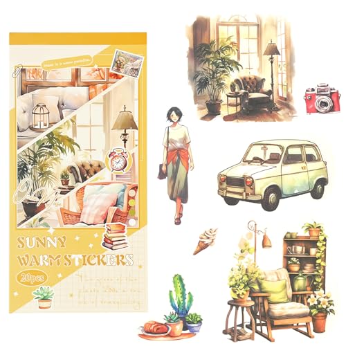 KAIYAYA Scrapbook Stickers Journaling Sticker Buch 20 Blätter Journaling Aufkleber Scrapbooking Aufkleber Set Vorgeschnittene ästhetische Journaling Sticker Planer dekorative Zubehör für Erwachsene von kaiyaya